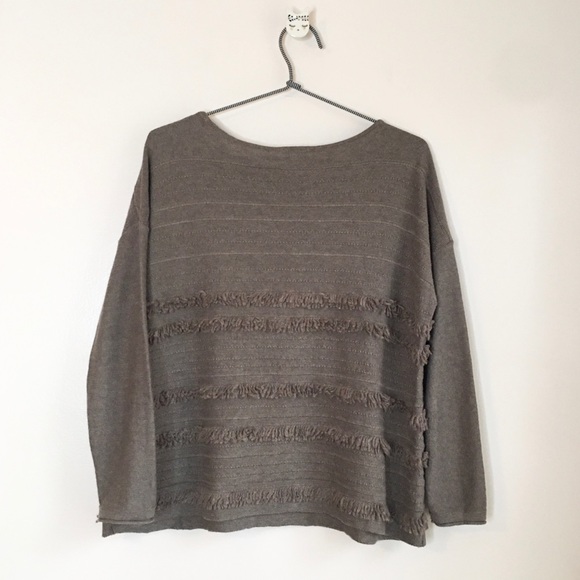 J. Jill Faye Fringed Sweater Brown Sz Extra Small - Picture 4 of 8